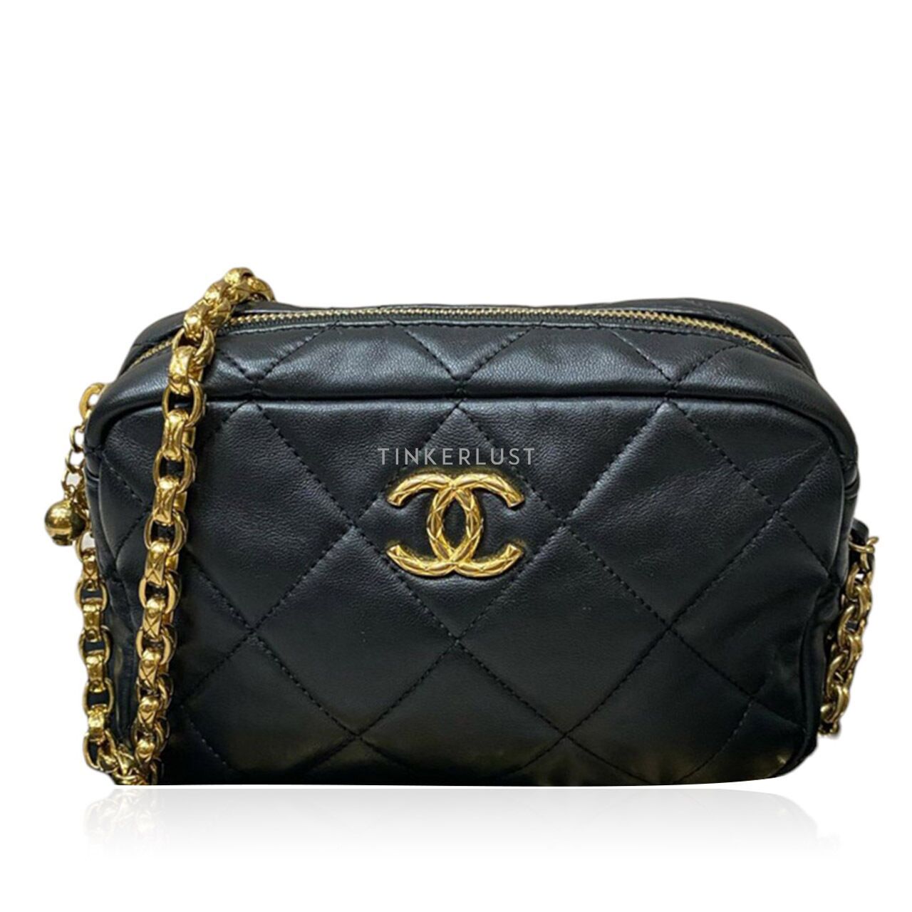 tas sling bag Chanel Camera Bag Black Lambskin Chip GHW Sling Bag Tinkerlust
